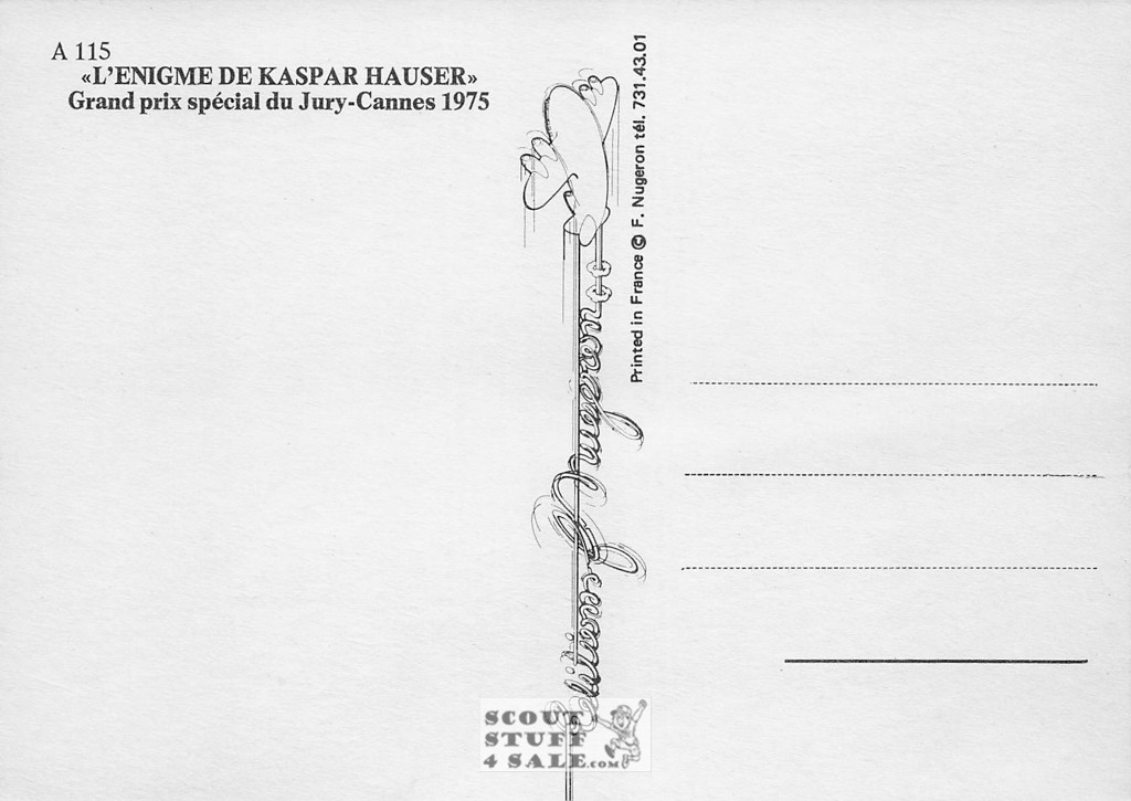 The Enigma of Kaspar Hauser Movie Postcard in French, Editions Nugeron #A115
