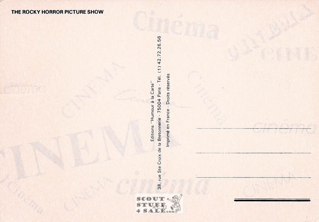 Rocky Horror Picture Show Movie French Postcard, Editions Nugeron #AC32