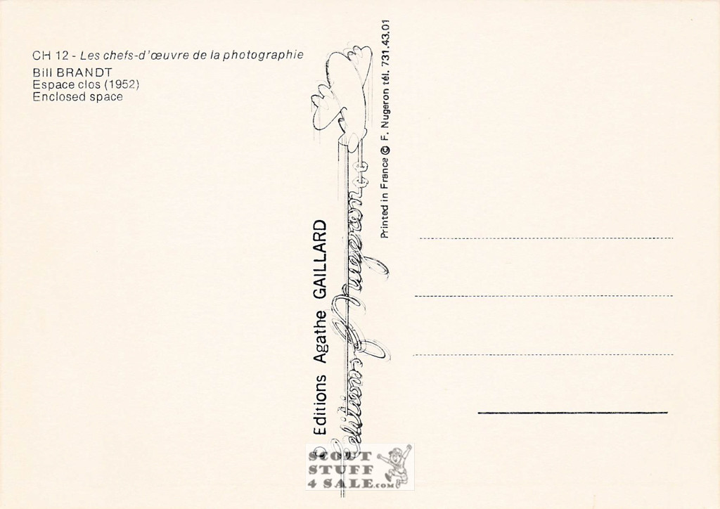 Bill Brandt Photography (1952) French Postcard, Editions Nugeron #CH12