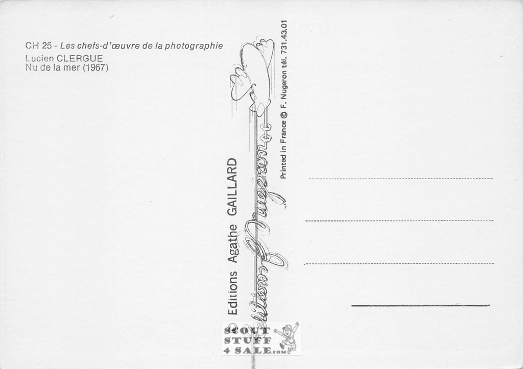 Lucien Clergue Photography (1967) French Postcard, Editions Nugeron #CH25