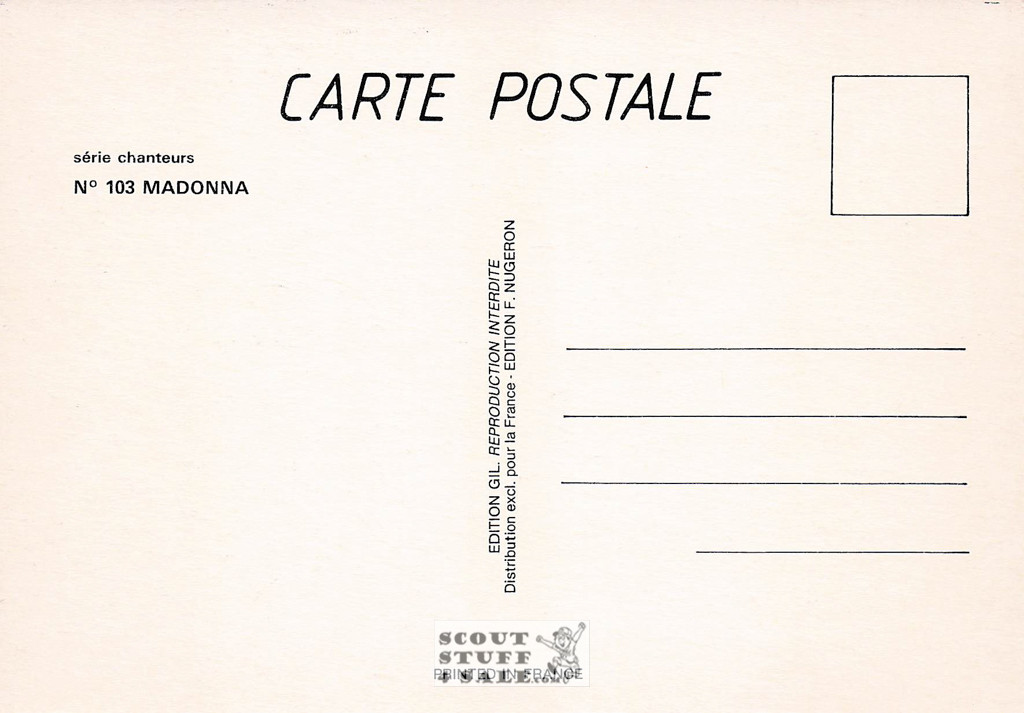 Madona French Postcard, Singers Series, Editions Nugeron #CHANTEURS103