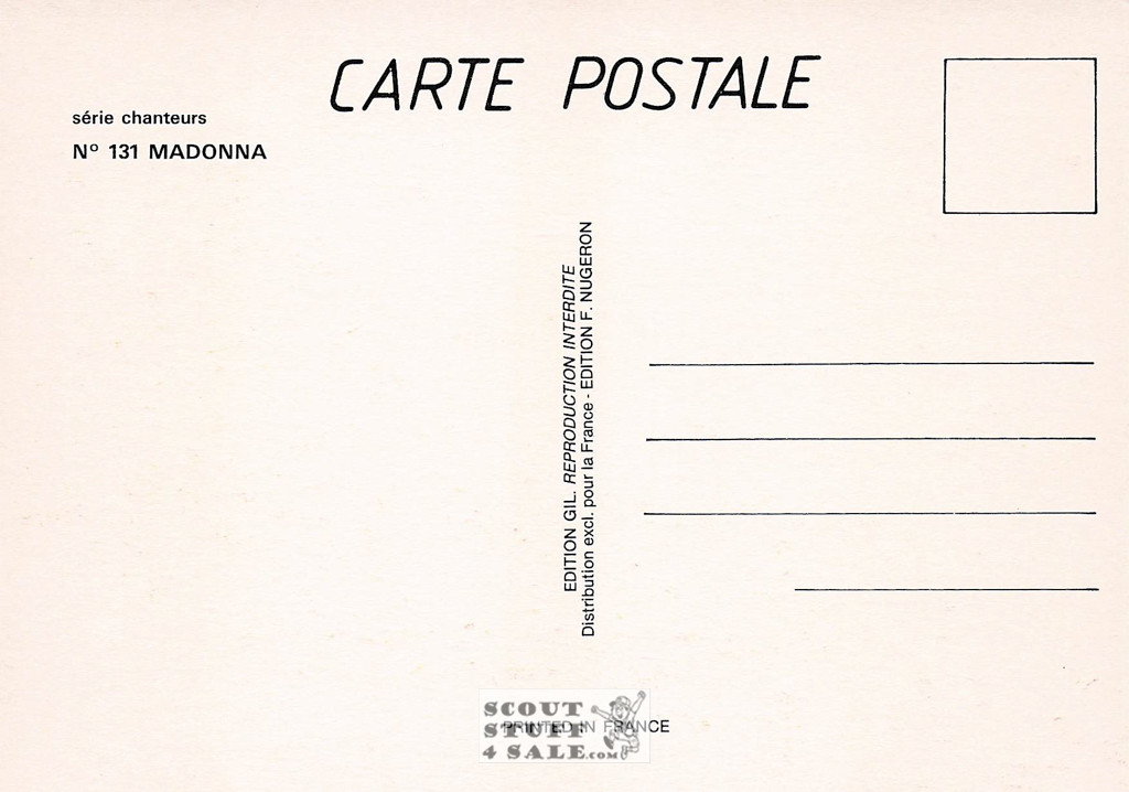 Madona French Postcard, Singers Series, Editions Nugeron #CHANTEURS131