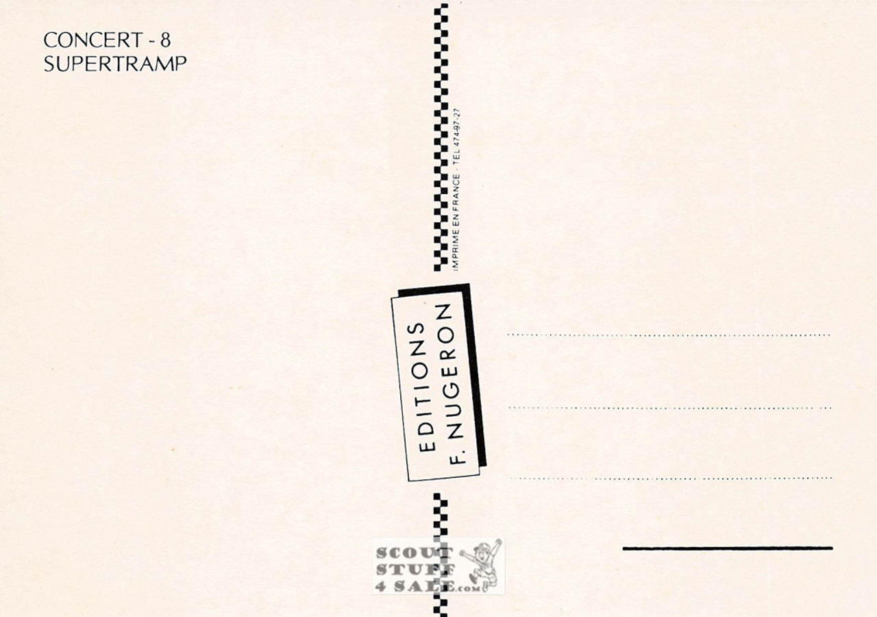 Supertramp Concert French Postcard, Concert Series, Editions Nugeron #CONCERT8