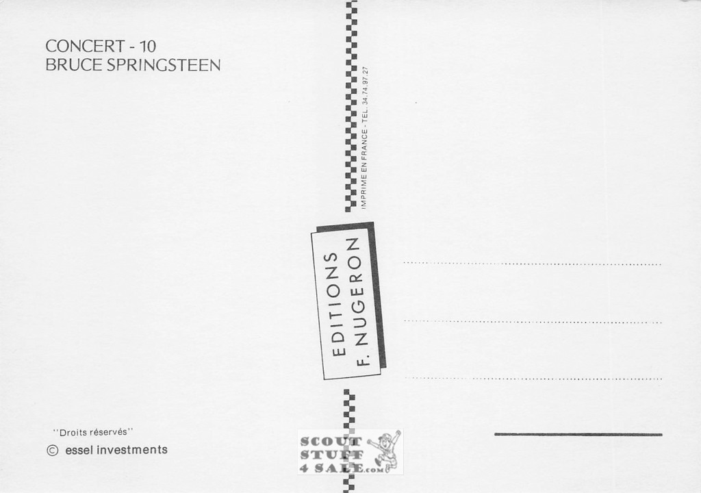 Bruce Springsteen French Postcard, Concert Series, Editions Nugeron #CONCERT10