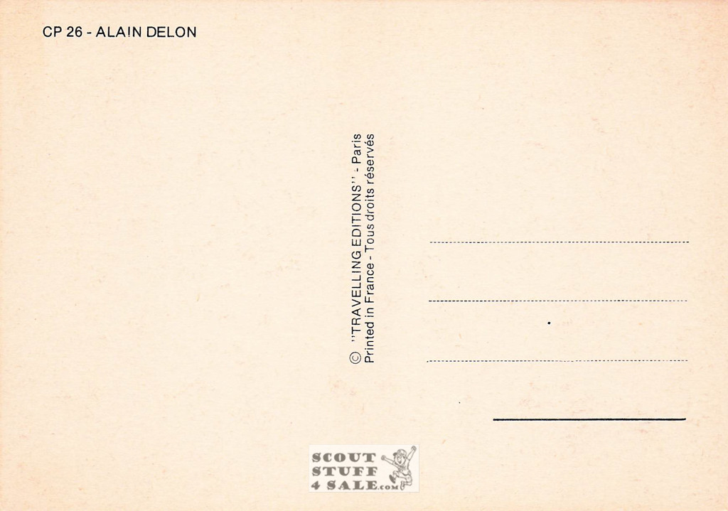 Alain Delon Black/White French Movie Postcard, Editions Nugeron #CP26