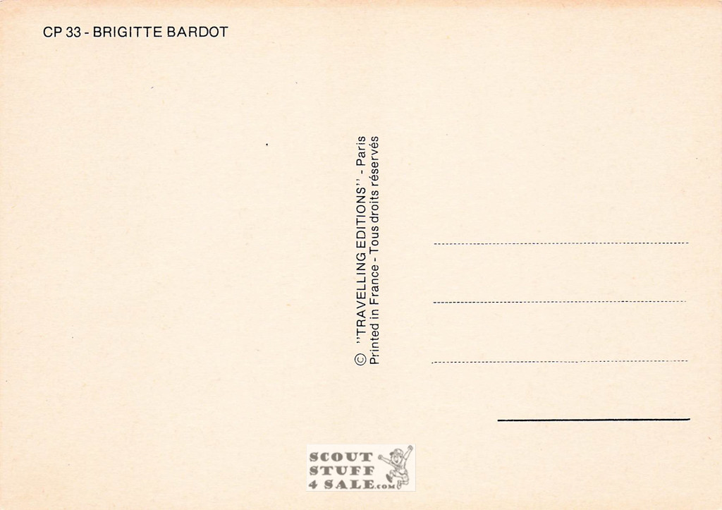 Brigitte Bardot Black/White French Movie Postcard, Editions Nugeron #CP33