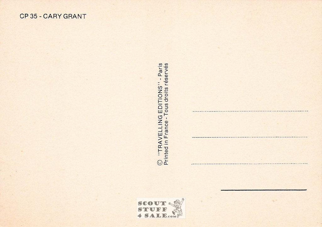 Cary Grant Black/White French Movie Postcard, Editions Nugeron #CP35