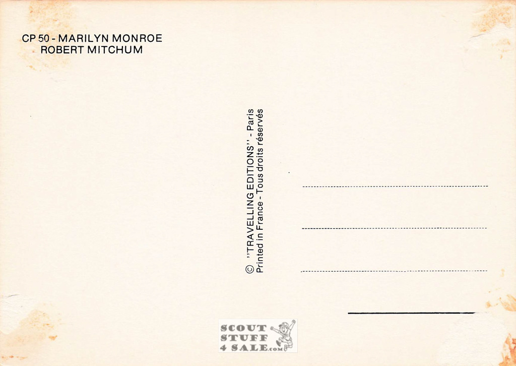 Marilyn Monroe Black/White French Movie Postcard, Editions Nugeron #CP50