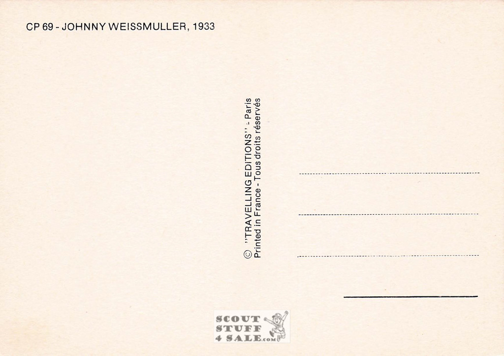 Johnny Weissmuller Black/White French Movie Postcard, Editions Nugeron #CP69