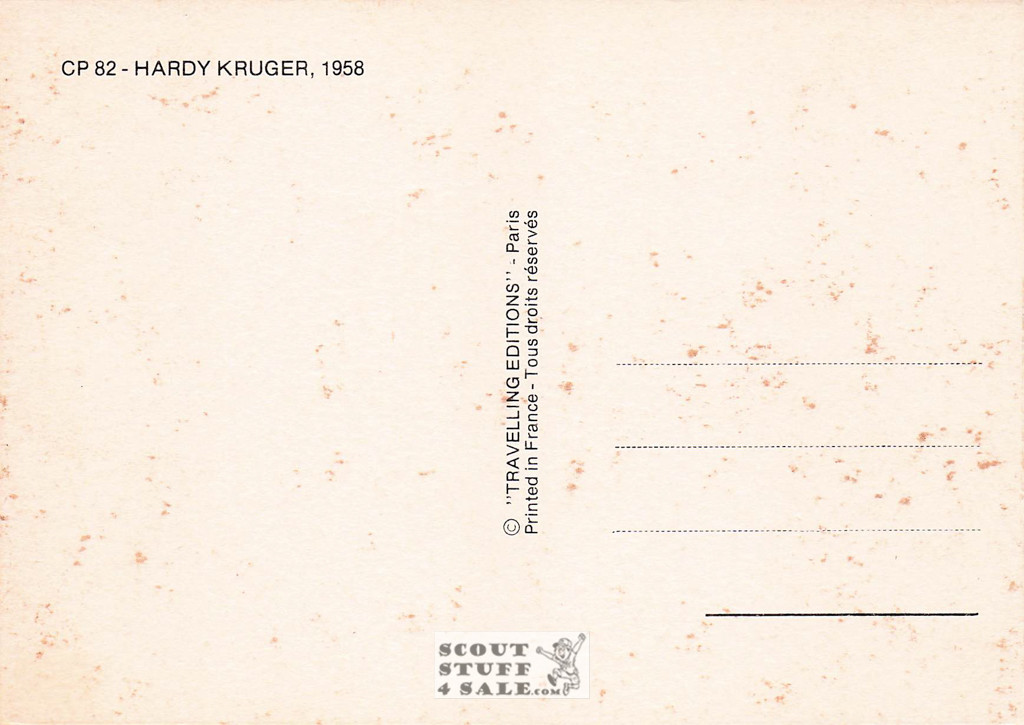 Hardy Kruger Black/White French Movie Postcard, Editions Nugeron #CP82