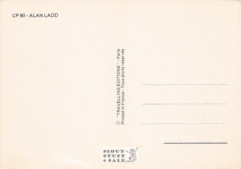 Alan Ladd Black/White French Movie Postcard, Editions Nugeron #CP90