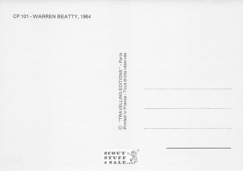 Warren Beatty Black/White French Movie Postcard, Editions Nugeron #CP101