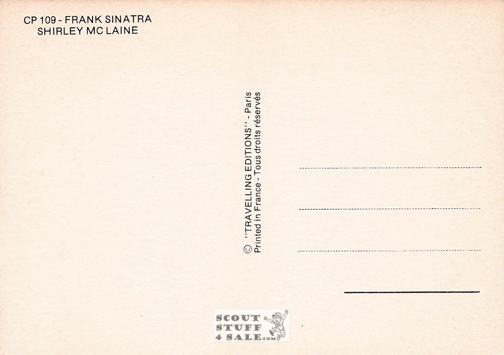 Frank Sinatra / Shirley McLaine Black/White French Movie Postcard, Nugeron #CP109