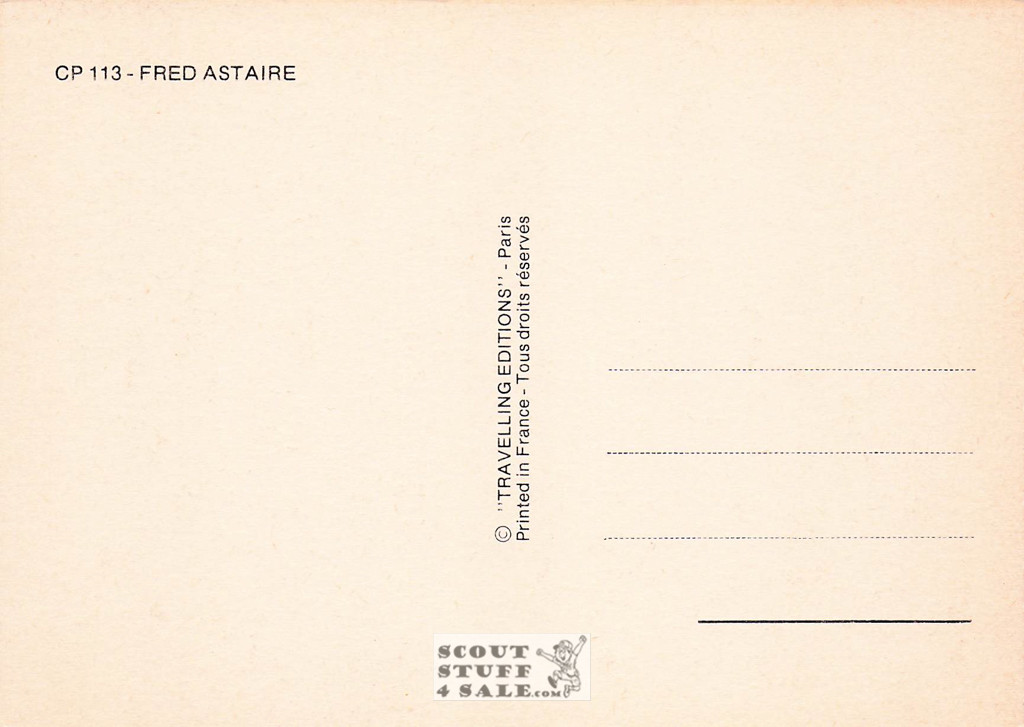 Fred Astaire Black/White French Movie Postcard, Editions Nugeron #CP113