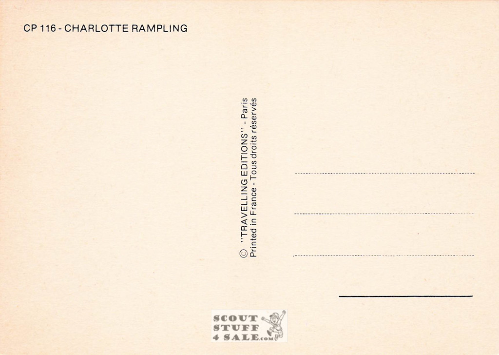 Charlotte Rampling Black/White French Movie Postcard, Editions Nugeron #CP116