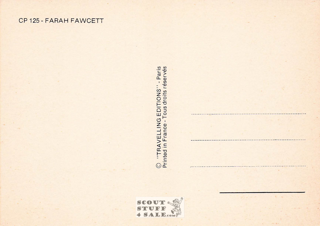 Farah Fawcett Black/White French Movie Postcard, Editions Nugeron #CP125