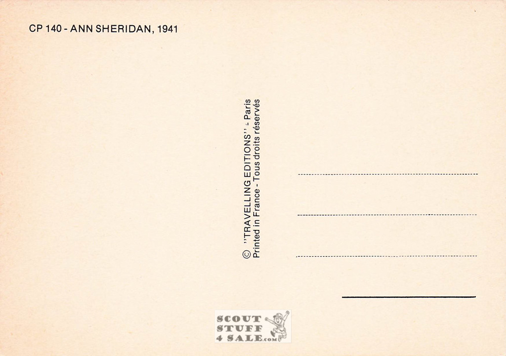 Anne Sheridan Black/White French Movie Postcard, Editions Nugeron #CP140