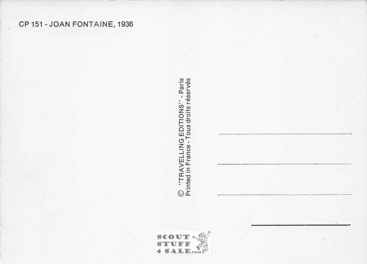 Joan Fontaine Black/White French Movie Postcard, Editions Nugeron #CP151