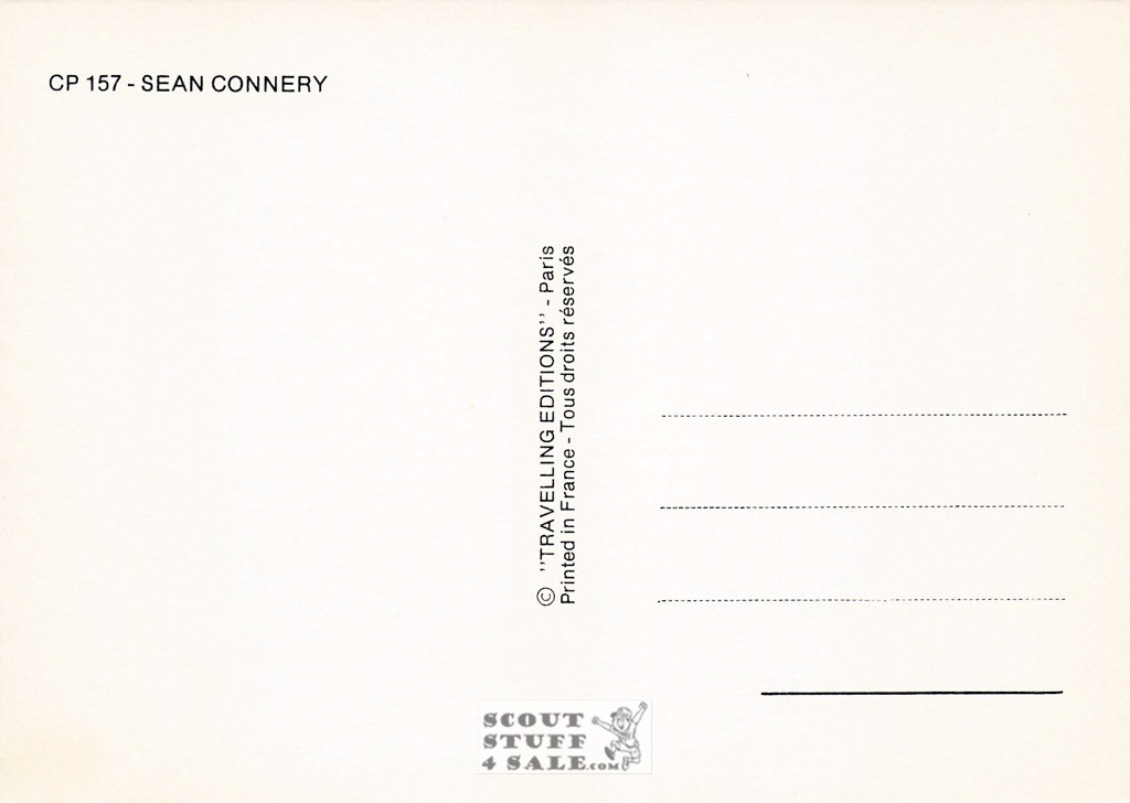 Sean Connery Black/White French Movie Postcard, Editions Nugeron #CP157