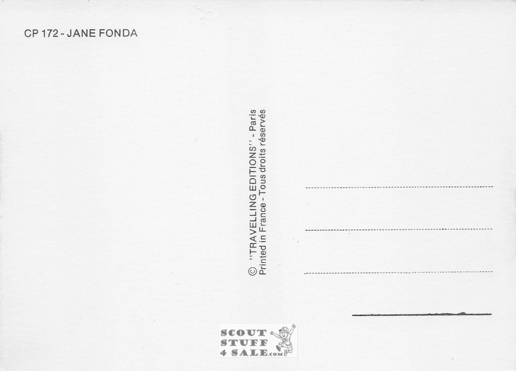 Jane Fonda Black/White French Movie Postcard, Editions Nugeron #CP172