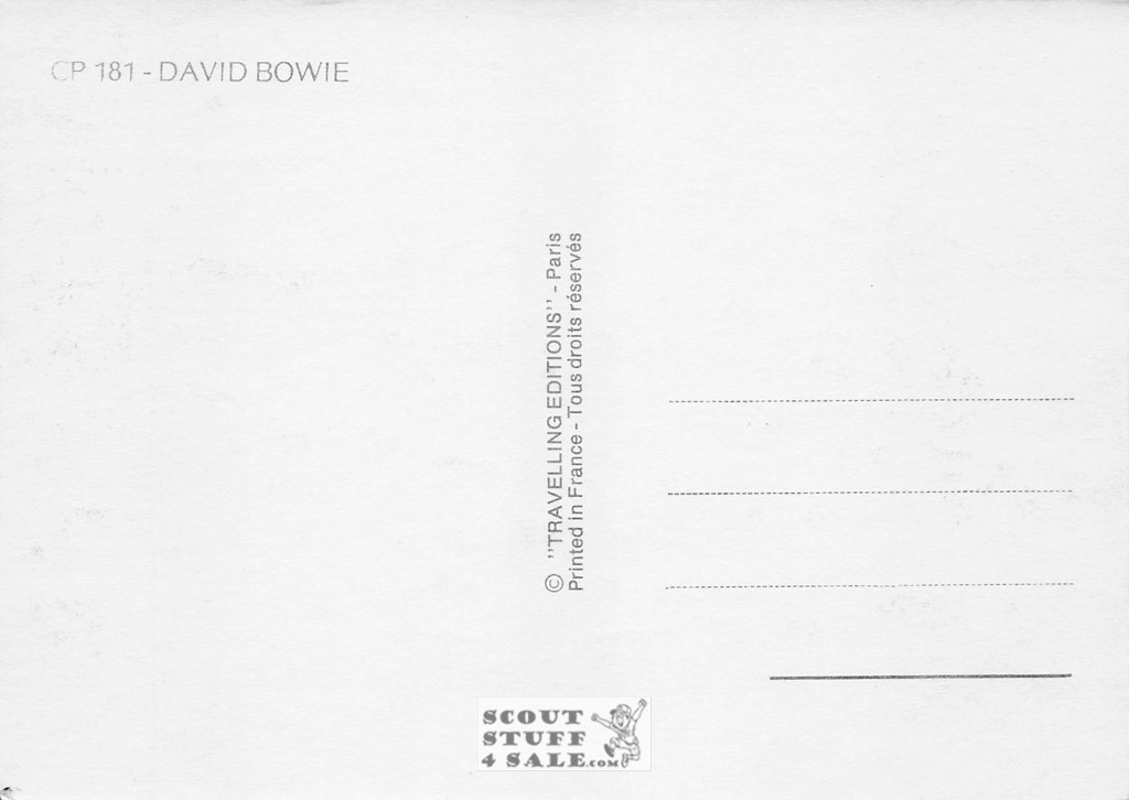 David Bowie Black/White French Movie Postcard, Editions Nugeron #CP181