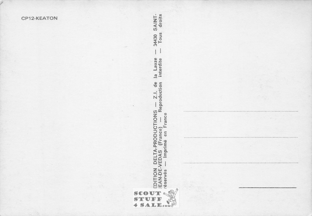 Buster Keaton Black/White French Movie Postcard, Delta Productions #CPS12