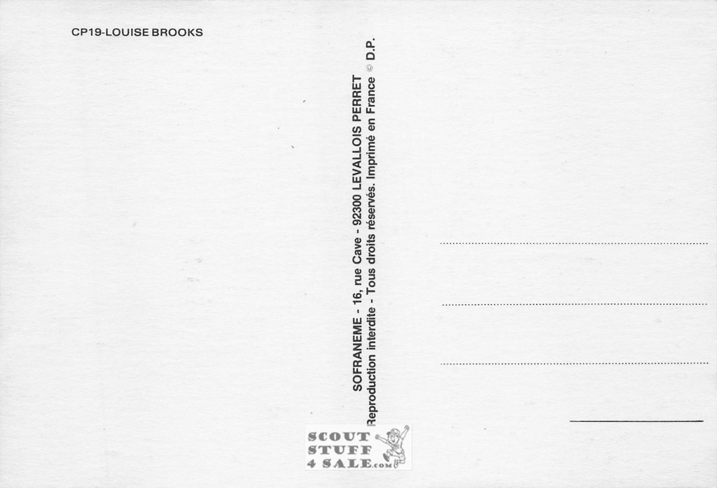 Louise Brooks Black/White French Movie Postcard, Sofraneme #CPS19