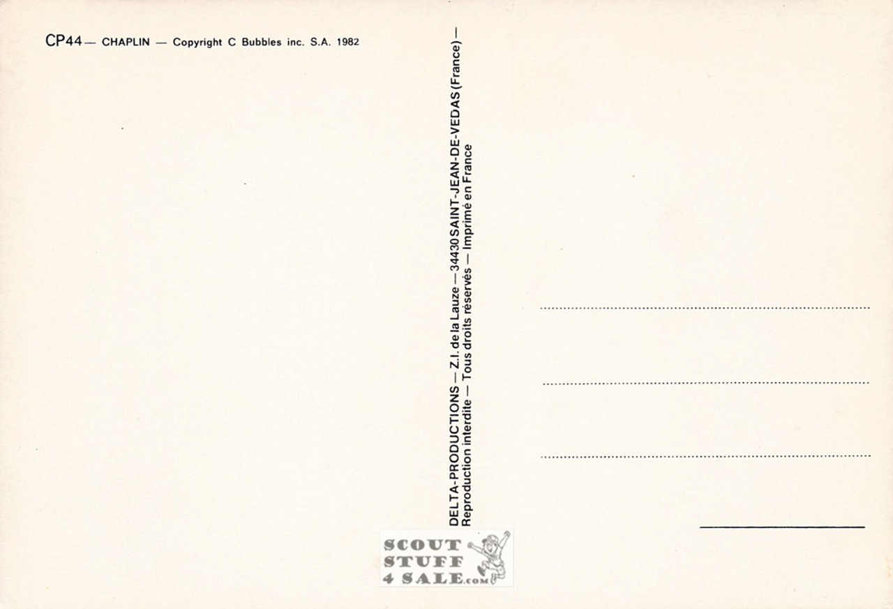 Charlie Chaplin Black/White French Movie Postcard, Delta Productions #CPS44