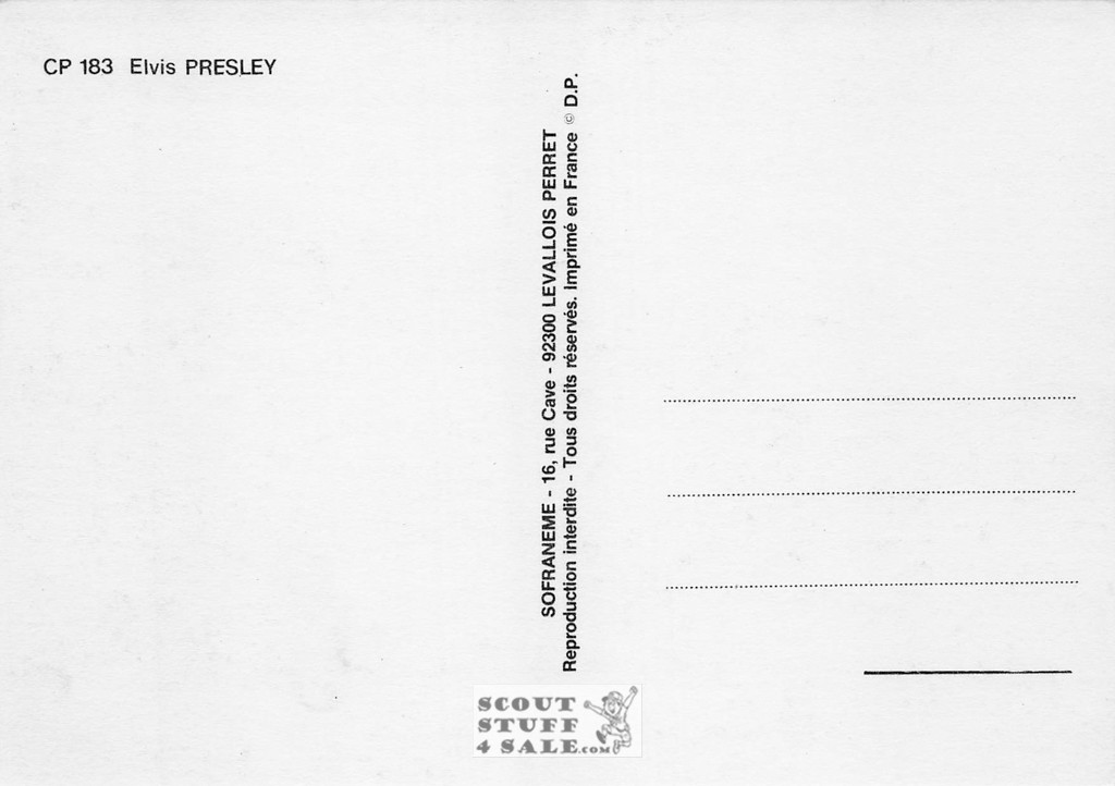 Elvis Presley Black/White French Movie Postcard, Sofraneme #CPS183