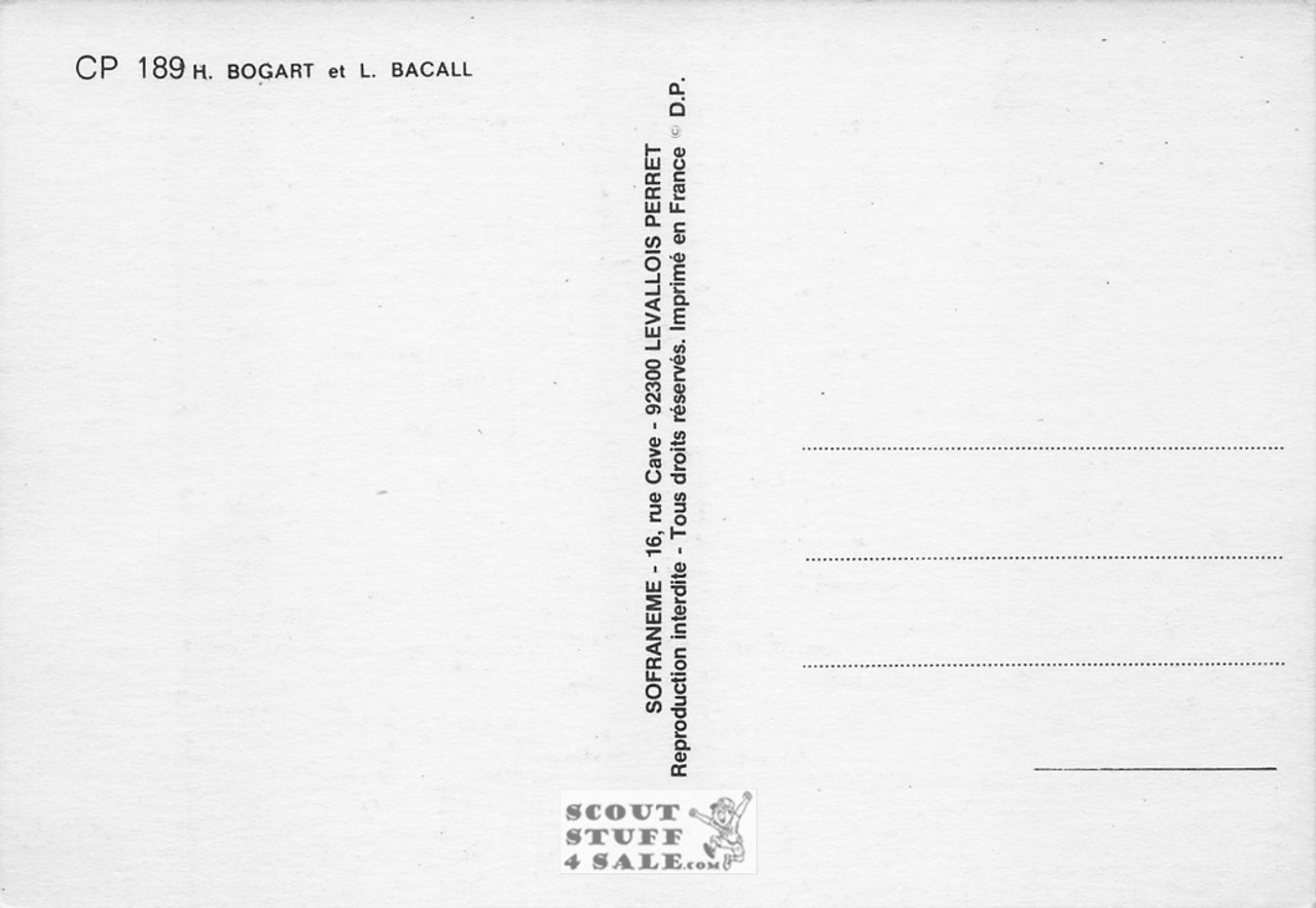 Humphrey Bogart & Lauren Bacall French Movie Postcard, Sofraneme #CPS189