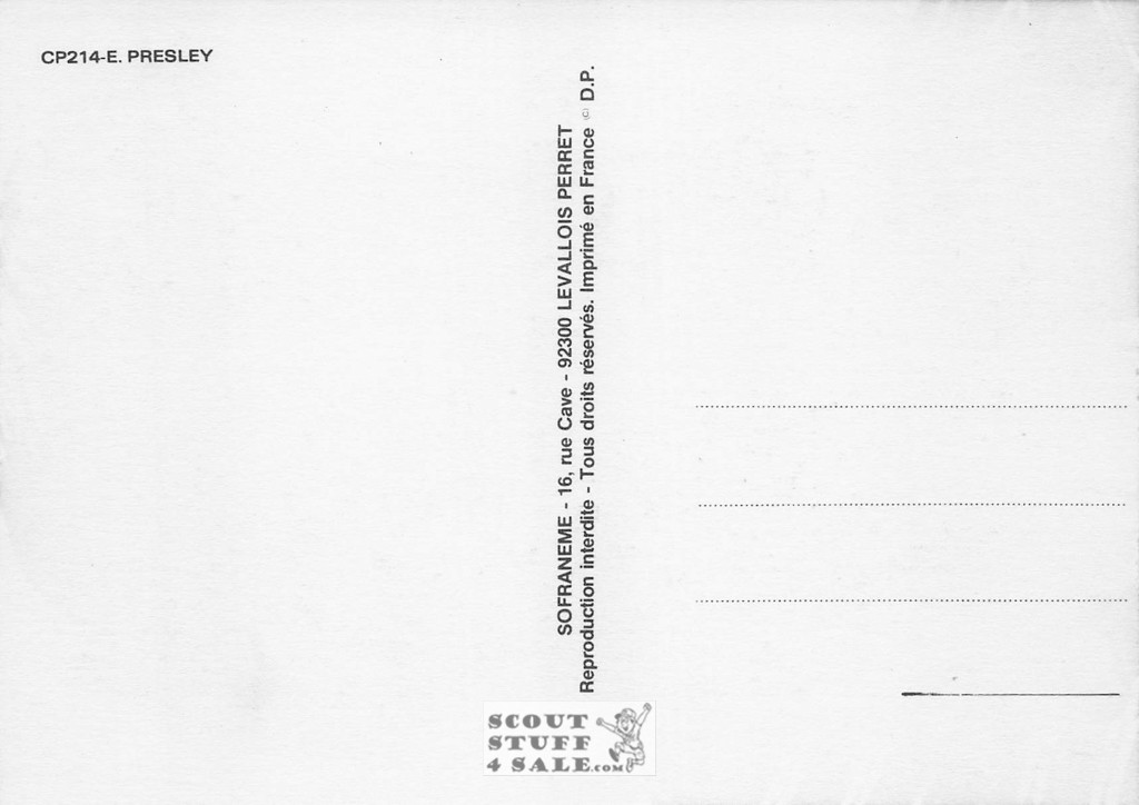 Elvis Presley Black/White French Movie Postcard, Sofraneme #CPS214