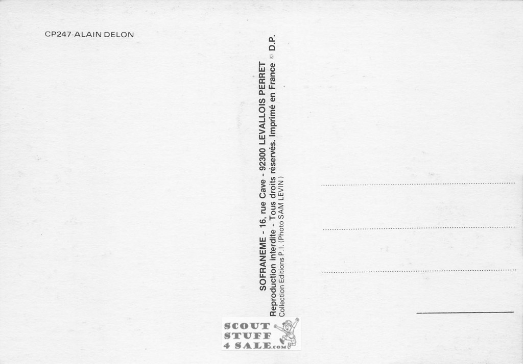 Alain Delon Black/White French Movie Postcard, Sofraneme #CPS247