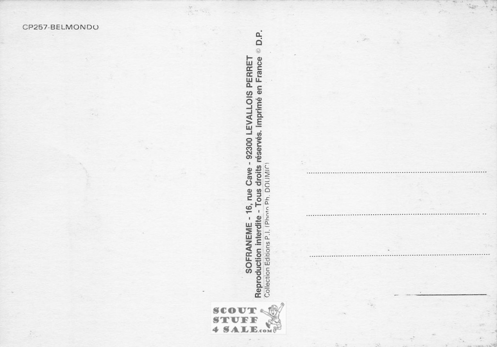 Jean-Paul Belmondo Black/White French Movie Postcard, Sofraneme #CPS257