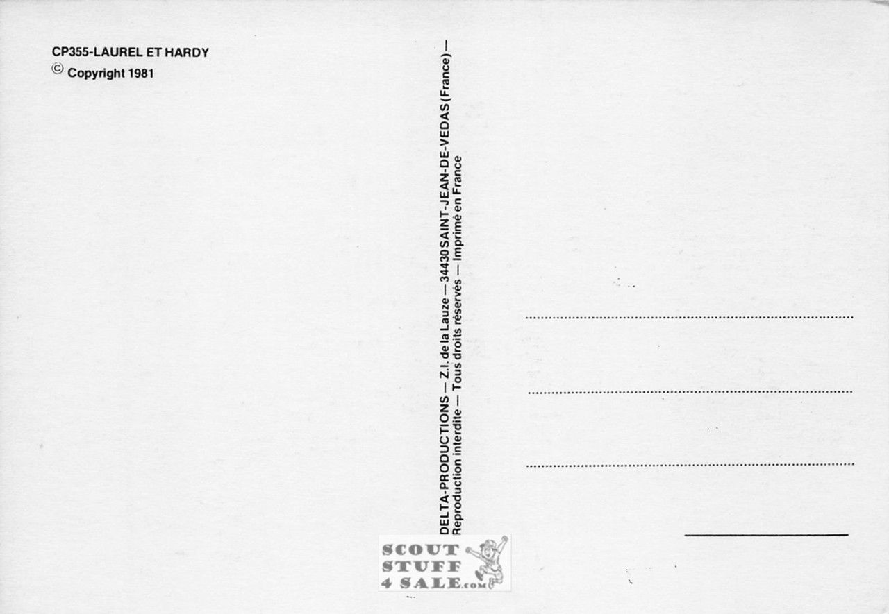 Laurel and Hardy Black/White French Movie Postcard, Delta Productions #CPS355