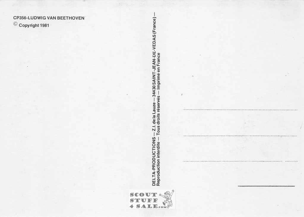 Ludwig Van Beethoven Black/White French Movie, Delta Productions #CPS356