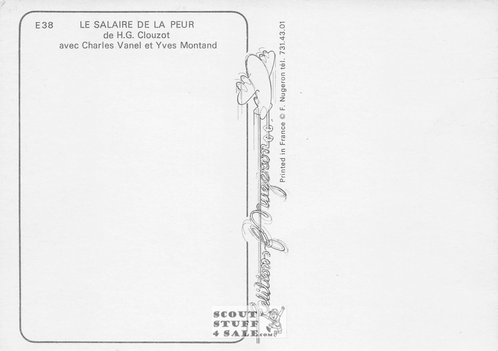 The Wages of Fear French Movie Poster Postcard, Editions Nugeron #E38