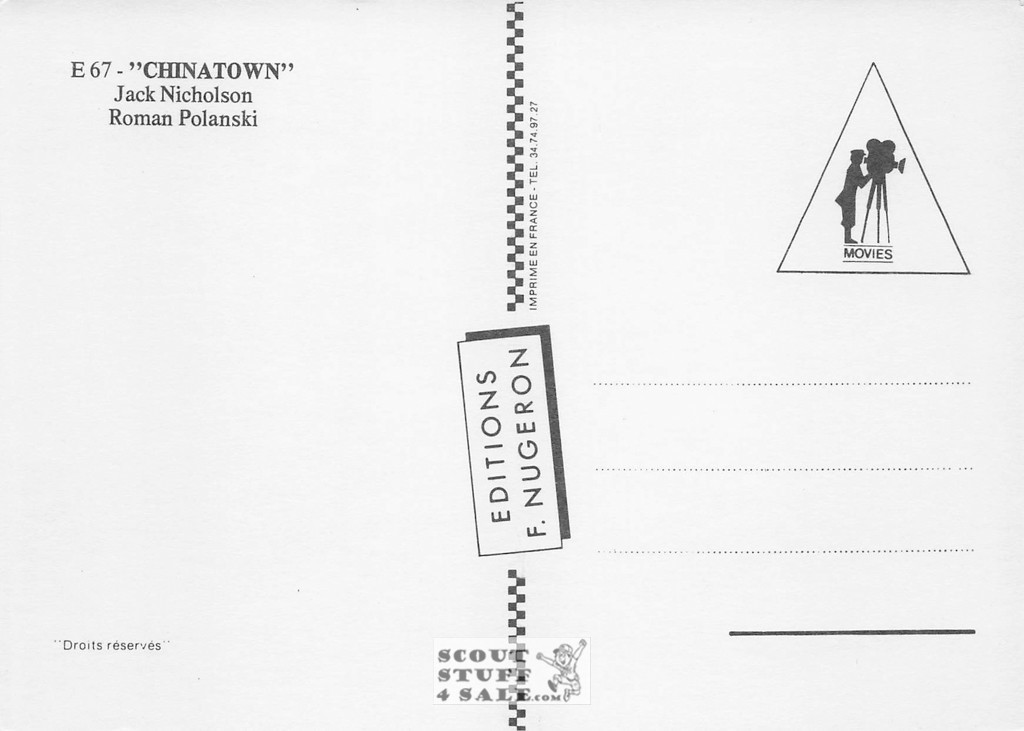 Chinatown French Movie Poster Postcard, Jack Nicholson, Editions Nugeron #E67