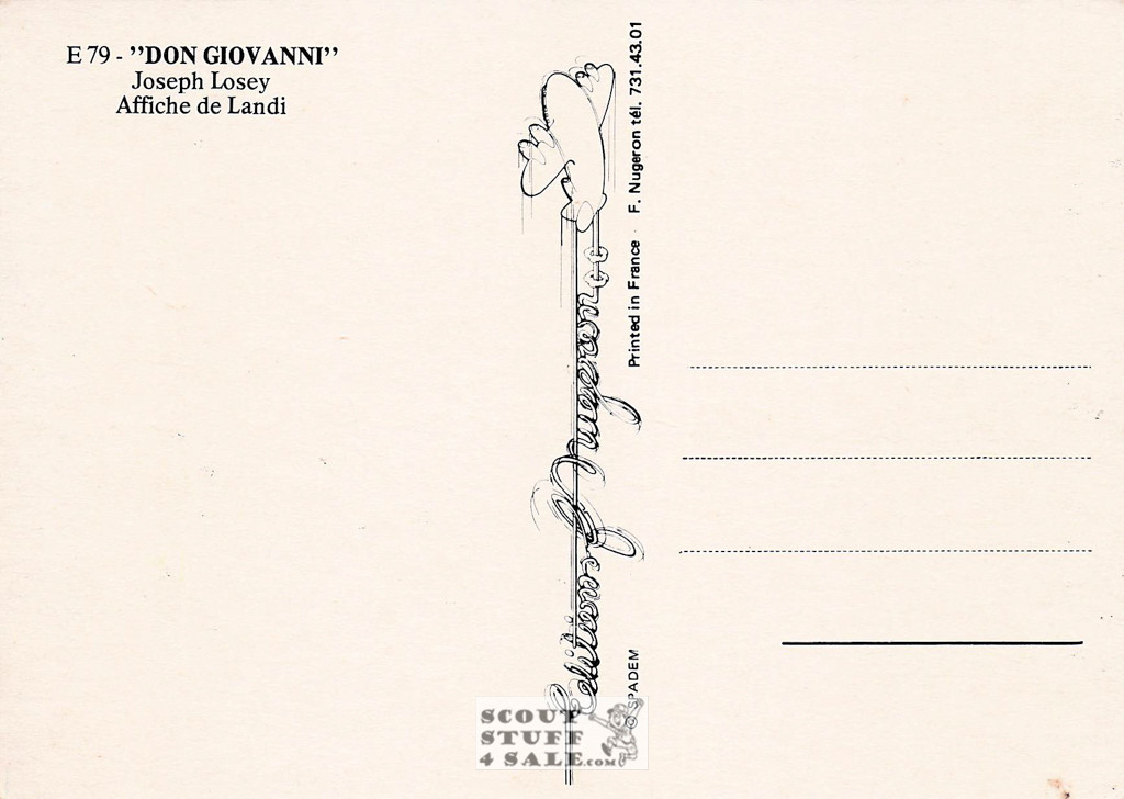 Don Giovanni French Movie Poster Postcard, Editions Nugeron #E79