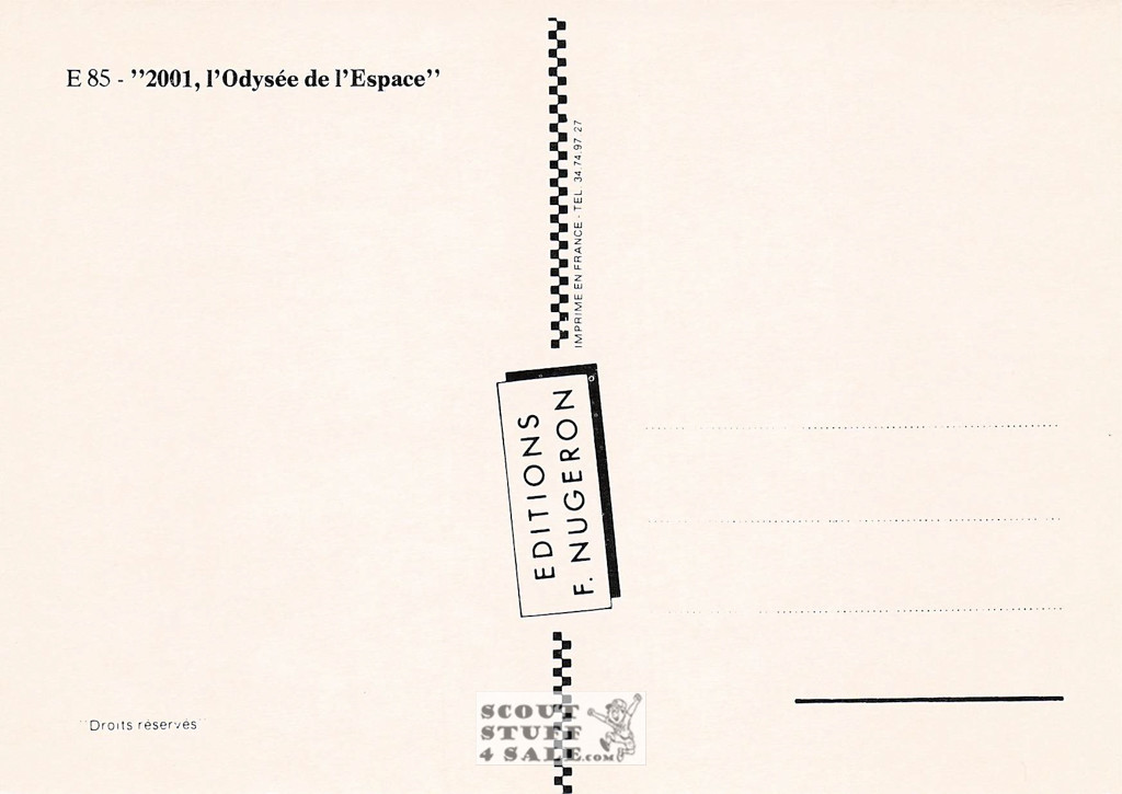 2001 Space Odyssey French Movie Poster Postcard, Editions Nugeron #E85