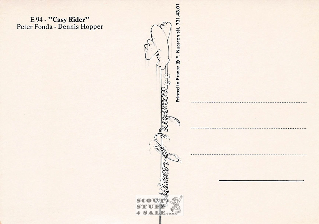 Easy Rider French Movie Poster Postcard, Fonda-Hopper-Nicholson, Nugeron #E94