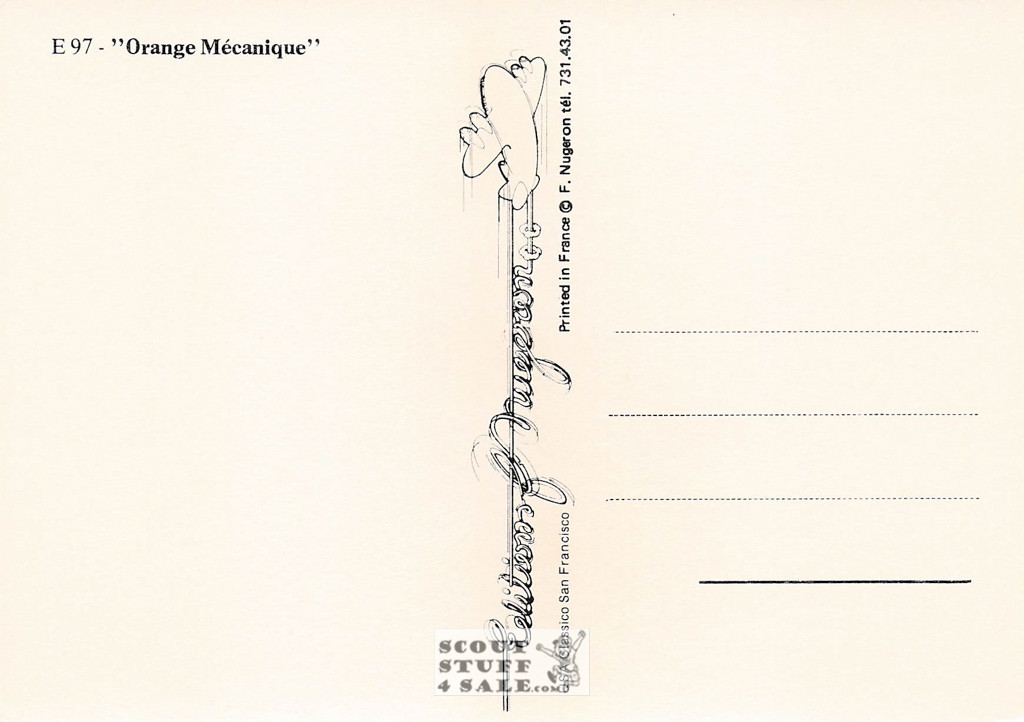 Clockwork Orange French Movie Poster Postcard, Editions Nugeron #E97