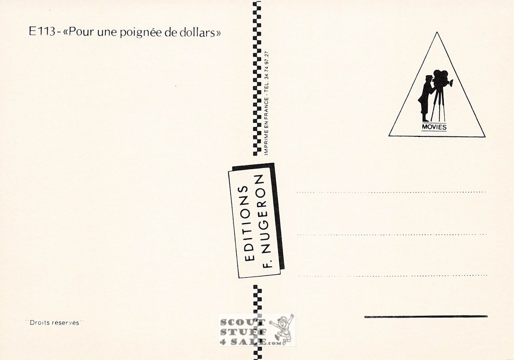 Fist Full of Dollars French Movie Poster Postcard, Clint Eastwood, Ed. Nugeron #E113