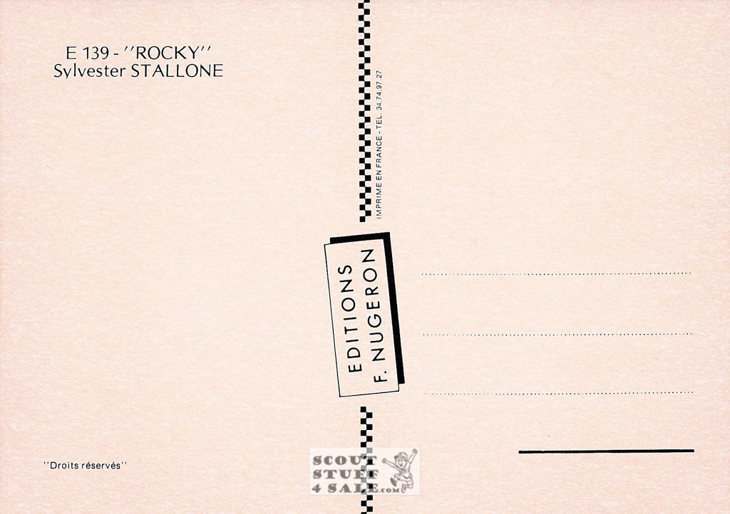 Rocky French Movie Poster Postcard, Sylvester Stallone, Editions Nugeron #E139