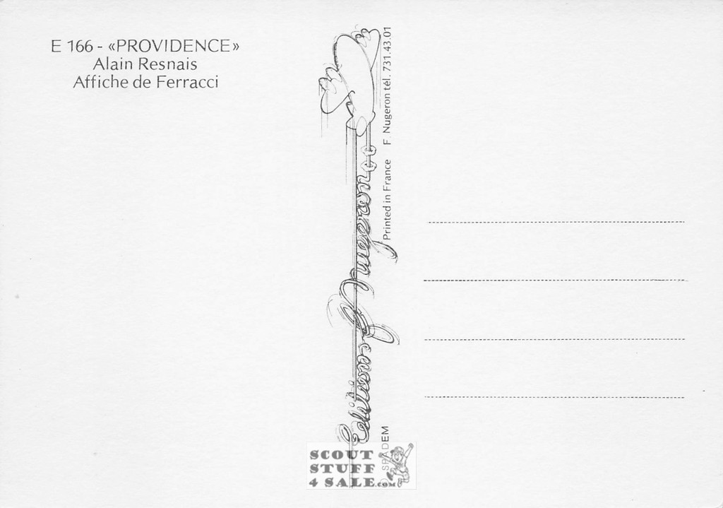 Providence French Movie Poster Postcard, Editions Nugeron #E166