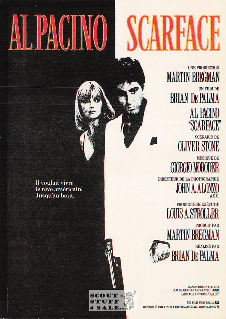 Scarface French Movie Poster Postcard, Al Pacino, Editions Nugeron #E174