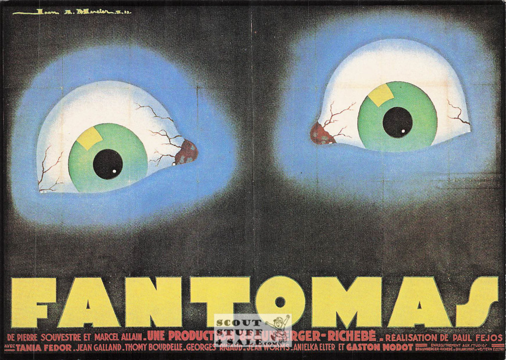Fantomas French Movie Poster Postcard, Editions Nugeron #E185
