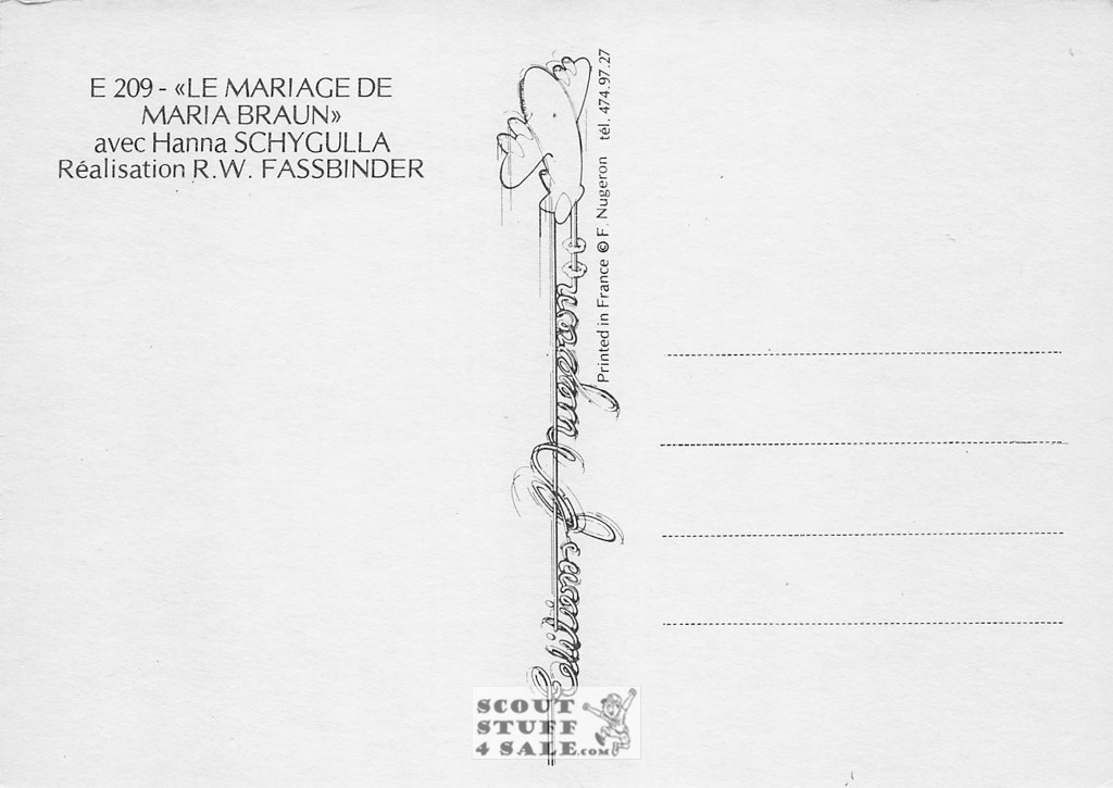 The Marriage of Maria Braun French Movie Poster Postcard, Editions Nugeron #E209