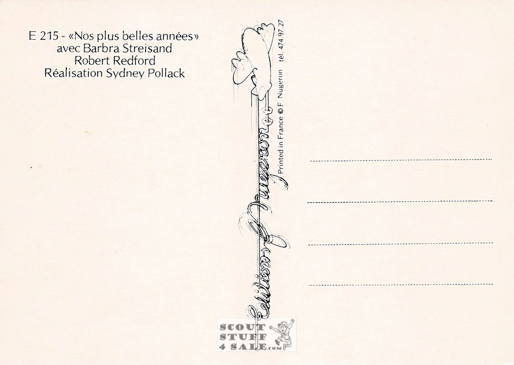 The Way We Were French Movie Poster Postcard, Streisand - Redford, Nugeron #E215