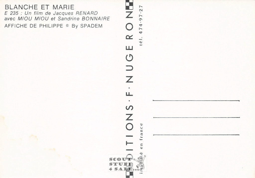 Blanche and Marie French Movie Poster Postcard, Editions Nugeron #E235