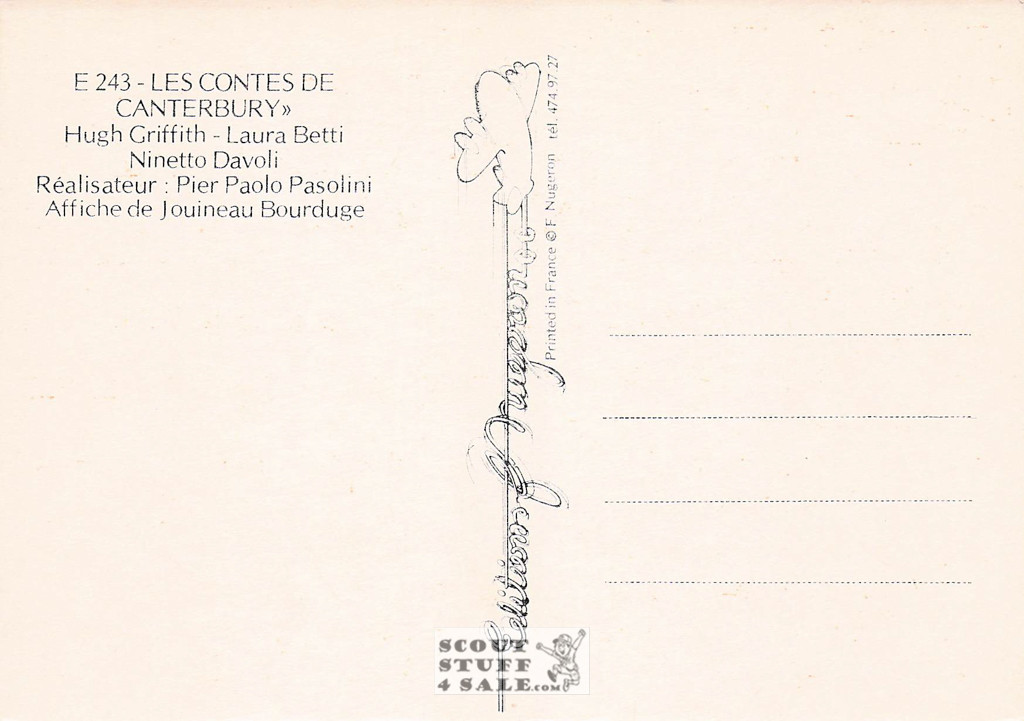 The Canterbury Tales French Movie Poster Postcard, Editions Nugeron #E243